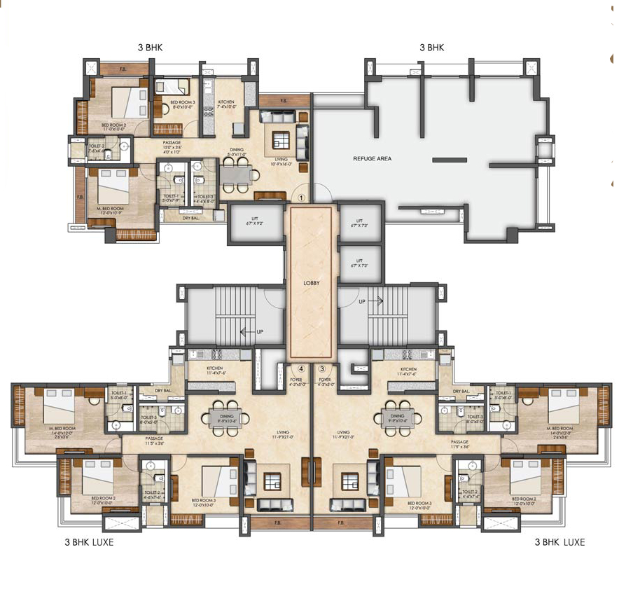 Raunak Bliss Thane 3bhk Floor Plans